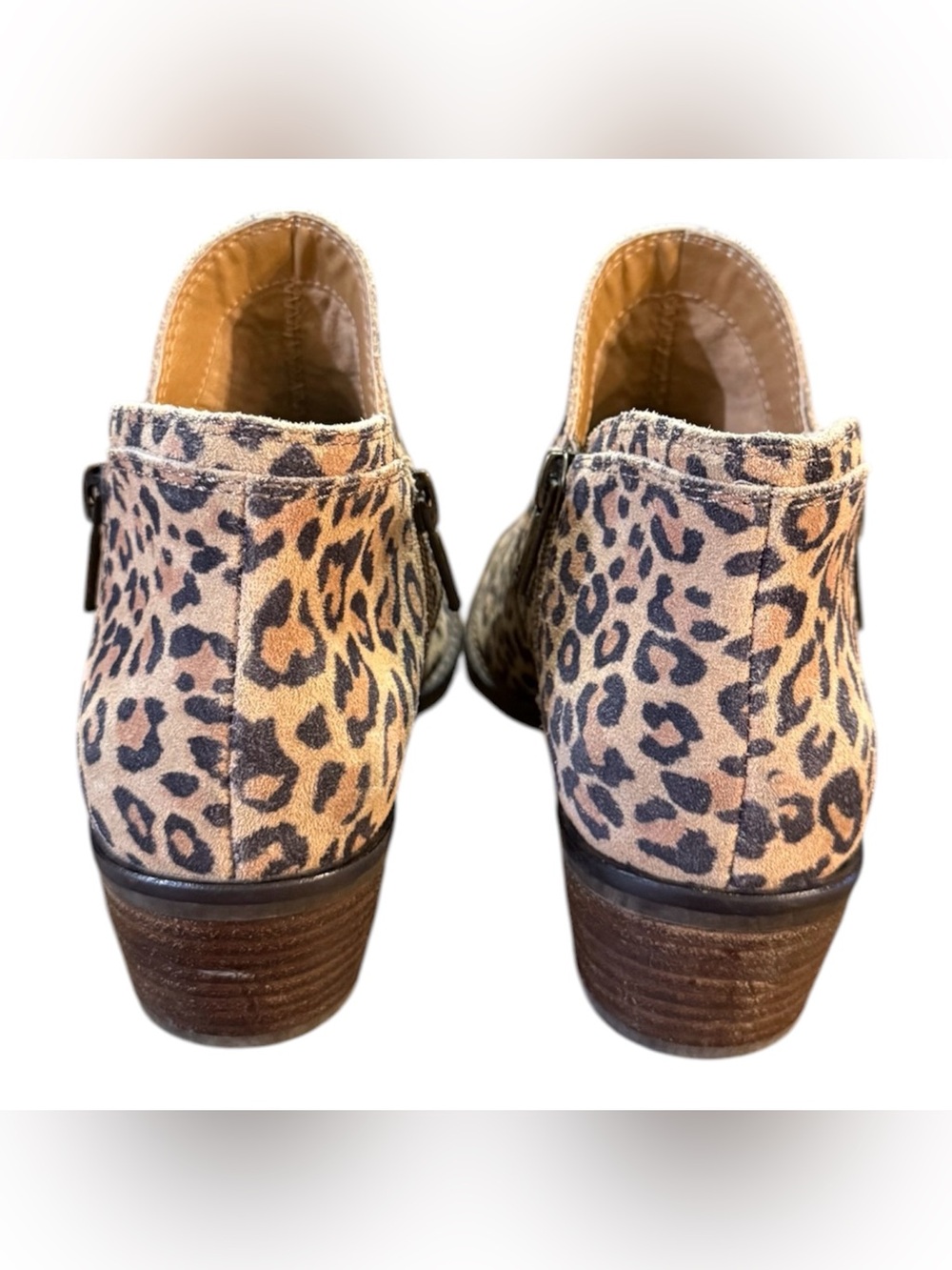 Lucky Brand Fhuna Leopard Print Suede Ankle Booties Women’s Size 7.5 - Picture 2 of 8